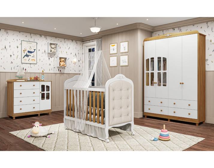 Imagem de Quarto Completo Bebê Provençal Moveis Peroba Elo berço com capitonê