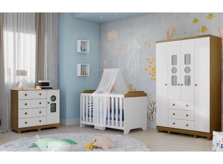 Imagem de Quarto Completo Bebê Tedy Moveis Peroba berço americano MDF