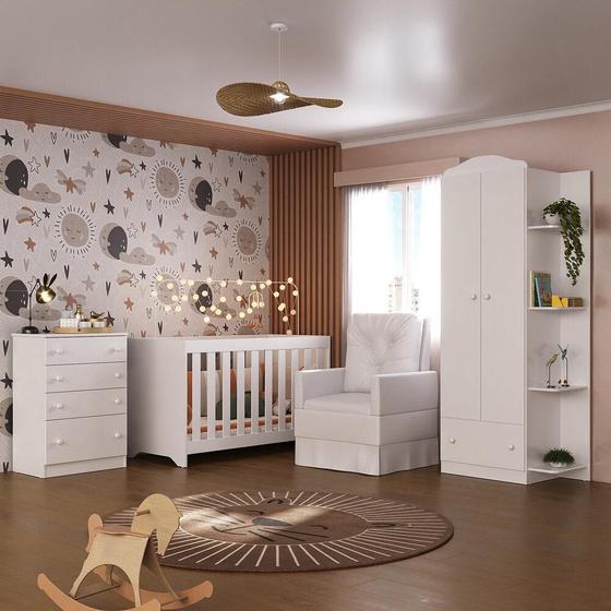 Quarto Completo com Colchão e Poltrona de Amamentação João e Maria Multimóveis MP4098 Menor preço em Quarto Completo com Colchão e Poltrona de Amamentação João e Maria Multimóveis MP4098