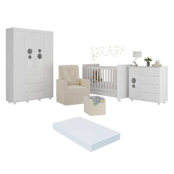 Imagem de Quarto Completo com Colchão, Poltrona de Amamentação e Puff Pimpolho Multimóveis MP4103