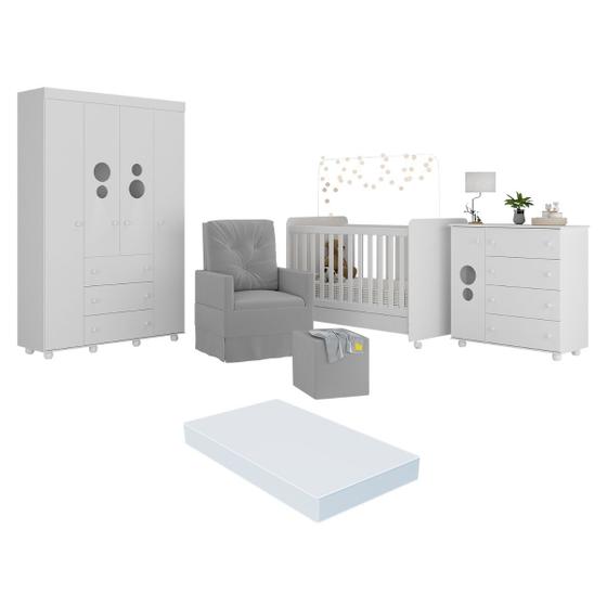 Imagem de Quarto Completo com Colchão, Poltrona de Amamentação e Puff Pimpolho Multimóveis MP4103