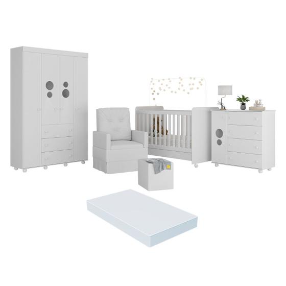Imagem de Quarto Completo com Colchão, Poltrona de Amamentação e Puff Pimpolho Multimóveis MP4109