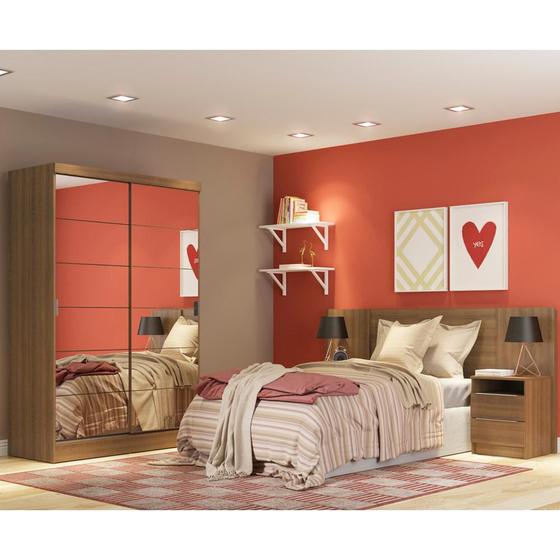Imagem de Quarto Completo com Guarda Roupa Luke e Cabeceira com 2 Mesas Laterais Madesa - Rustic