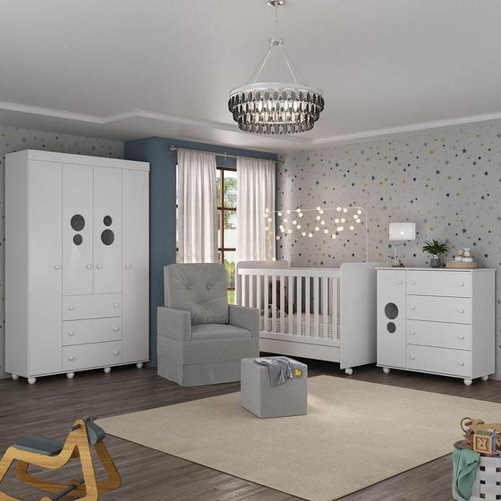 Imagem de Quarto Completo com Poltrona de Amamentação e Puff Pimpolho Multimóveis MP4079