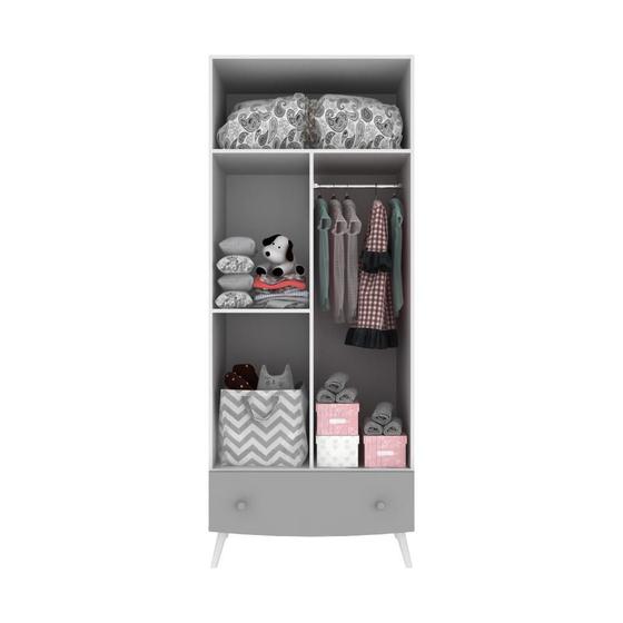Imagem de Quarto Completo Doçura com cama e penteadeira com espelho 100% MDF Multimóveis Branco/cinza/rosa