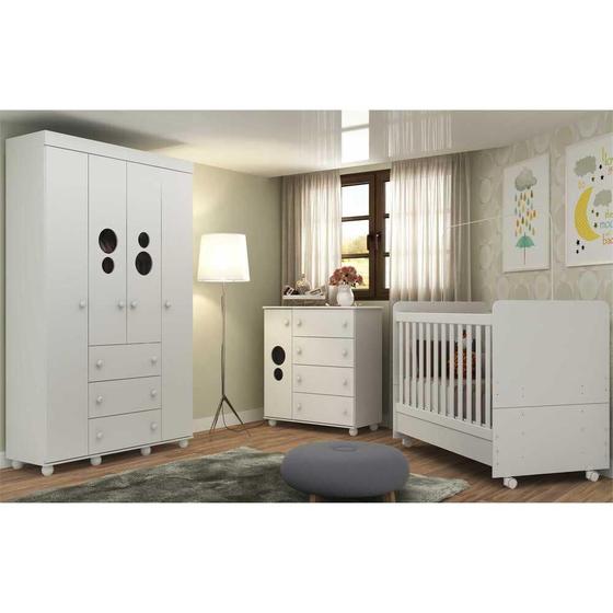 Imagem de Quarto Completo Infantil com Colchão Incluso Multimóveis Pimpolho FG3571 Branco