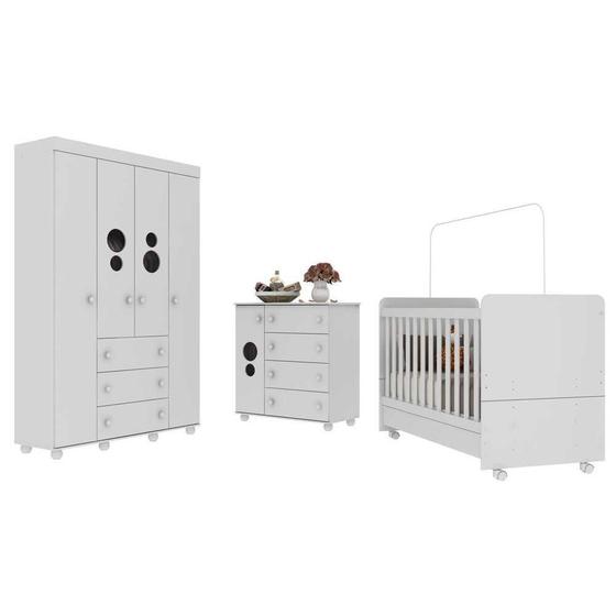 Imagem de Quarto Completo Infantil com Colchão Incluso Multimóveis Pimpolho FG3571 Branco