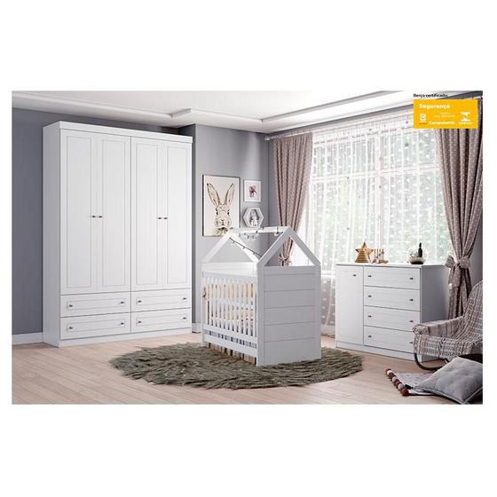 Imagem de Quarto de Bebê Ambiente Americano 4 Portas Branco HP - Henn