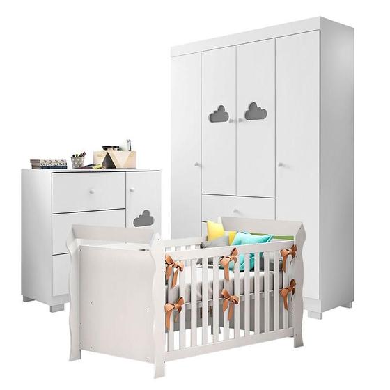 Imagem de Quarto de Bebê Ane com Berço Americano Lara Branco Brilho  Phoenix Baby