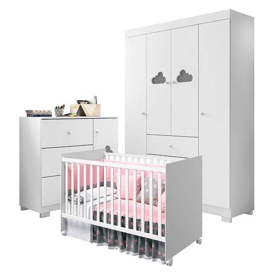 Imagem de Quarto de Bebê Ane com Berço Americano Tico Branco Brilho  Phoenix Baby