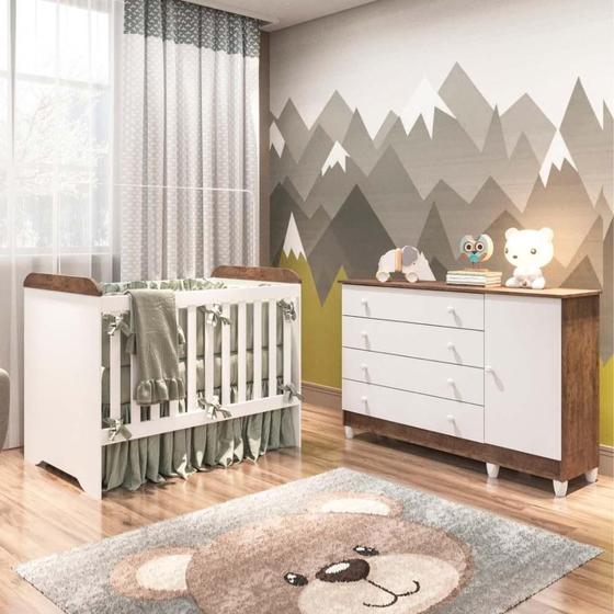 Quarto de Bebê Berço 3 em 1 Gabrielle Cômoda com Porta Fraldario Amadeirado Carolina Baby Menor preço em Quarto de Bebê Berço 3 em 1 Gabrielle Cômoda com Porta Fraldario Amadeirado Carolina Baby