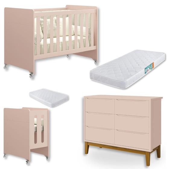 Imagem de Quarto de Bebê Berço Evolution + Cômoda 6 Gvts + 02 Colchões