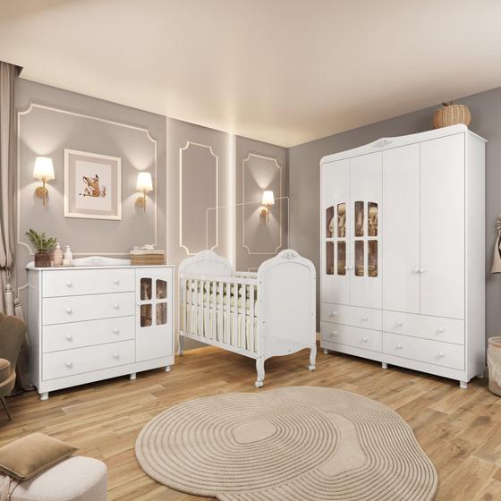 Imagem de Quarto de Bebê Berço Guarda Roupa e Cômoda com Janela Maya Clássico Espresso Móveis
