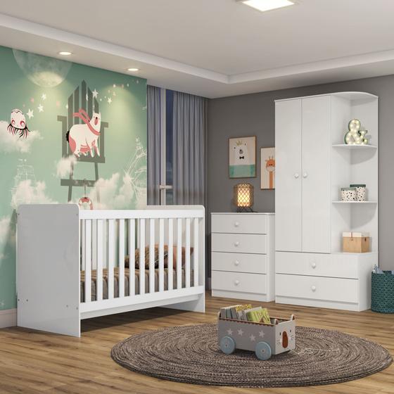 Imagem de Quarto de Bebê Berço  Guarda-Roupa e Cômoda Sonho Encantado Espresso Móveis