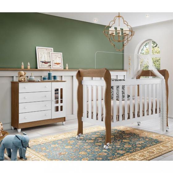 Imagem de Quarto de Bebê Berço Mini Cama Cômoda 4 Gavetas 1 Portas Lila Carolina Baby