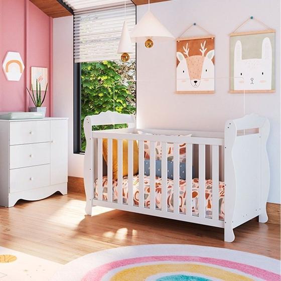 Imagem de Quarto de Bebê com Berço Americano e Cômoda 1 Porta Cocada Espresso Móveis