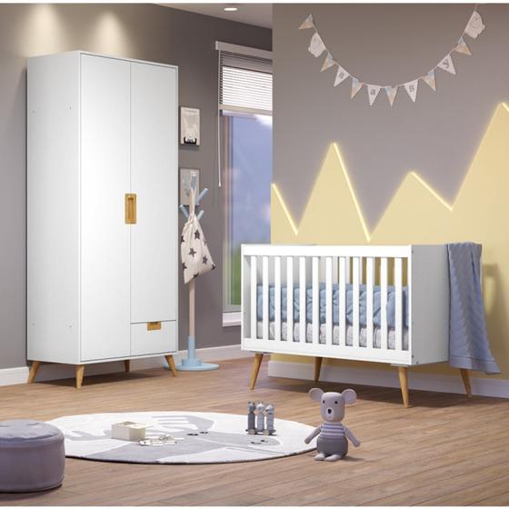 Imagem de Quarto de Bebê Completo 1 Berço com 1 Guarda Roupa 2 Portas Caring Serpil Baby