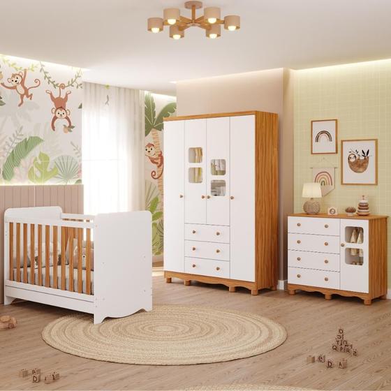 Quarto de Bebê Completo Berço Americano Ben 3 Em 1 Guarda Roupa 4 Portas 3 Gavetas e Cômoda Uli 4 Gavetas 1 Porta 100% MDF Móveis Peroba Menor preço em Quarto de Bebê Completo Berço Americano Ben 3 Em 1 Guarda Roupa 4 Portas 3 Gavetas e Cômoda Uli 4 Gavetas 1 Porta 100% MDF Móveis Peroba