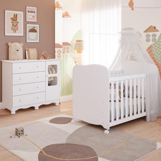 Imagem de Quarto De Bebê Completo Berço Americano E Cômoda Uli 100MDF