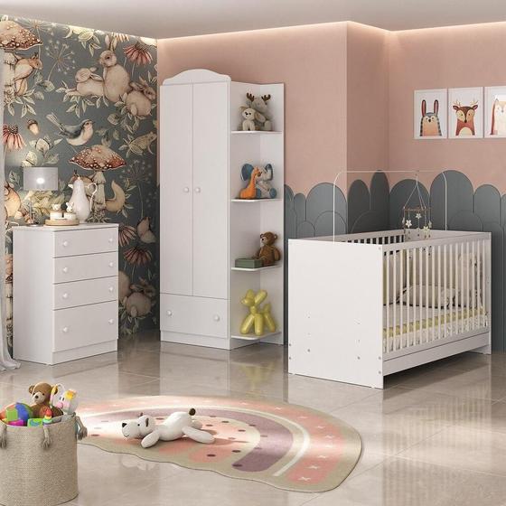 Imagem de Quarto de Bebê Completo com Berço 3 em 1 Multimóveis MP4145