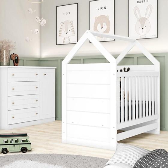 Imagem de Quarto de Bebê Completo com Berço e Cômoda Cômoda Nova York Espresso Móveis Branco HP