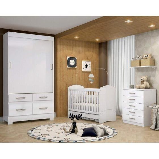 Imagem de Quarto de Bebê Completo com Berço Flex, Guarda-Roupa 2 Portas Flex e Cômoda Happy Espresso Móveis
