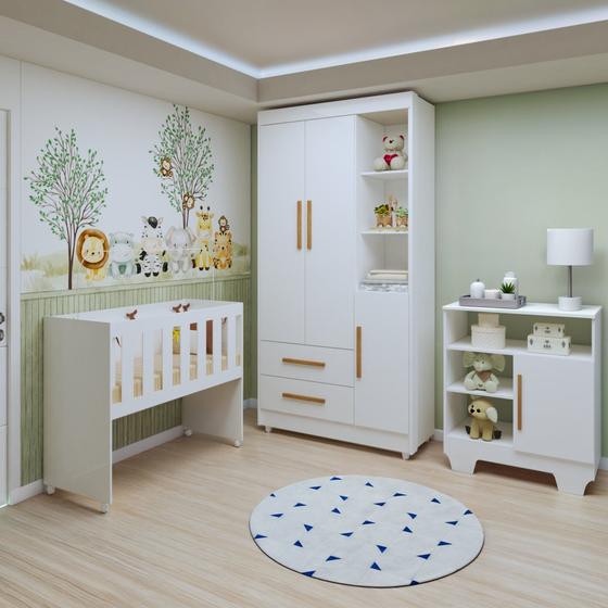 Imagem de Quarto de Bebê Completo com Guarda-roupa, Berço e Cômoda Encantado