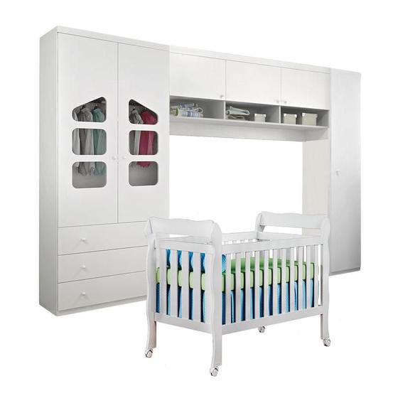 Imagem de Quarto de Bebê Completo Eloisa com Berço Lila Branco Brilho - Phoenix