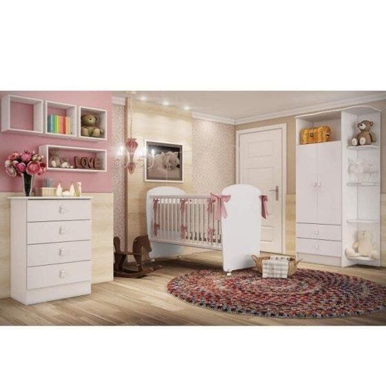 Imagem de Quarto de Bebê Completo Fofura com Guarda-Roupa 2 Portas, Cômoda e Berço Espresso Móveis