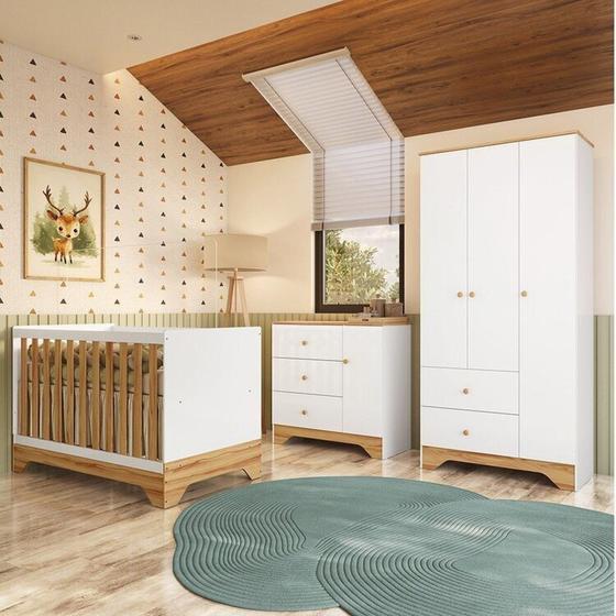 Imagem de Quarto de Bebê Completo Guarda-roupa e Cômoda e Berço Minicama 100% Mdf Ravy Espresso Móveis
