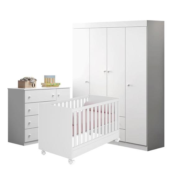 Imagem de Quarto de Bebê Completo Helena Phoenix Baby com Berço Qmovi 1344 Branco