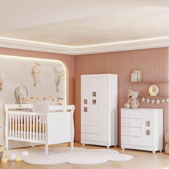 Imagem de Quarto De Bebê Completo Life Guarda Roupa E Cômoda Com Berço