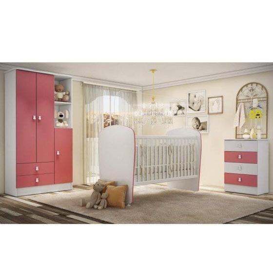 Quarto de Bebê Completo Pimpolho com Guarda-Roupa 3 Portas, Cômoda e Berço Espresso Móveis Menor preço em Quarto de Bebê Completo Pimpolho com Guarda-Roupa 3 Portas, Cômoda e Berço Espresso Móveis