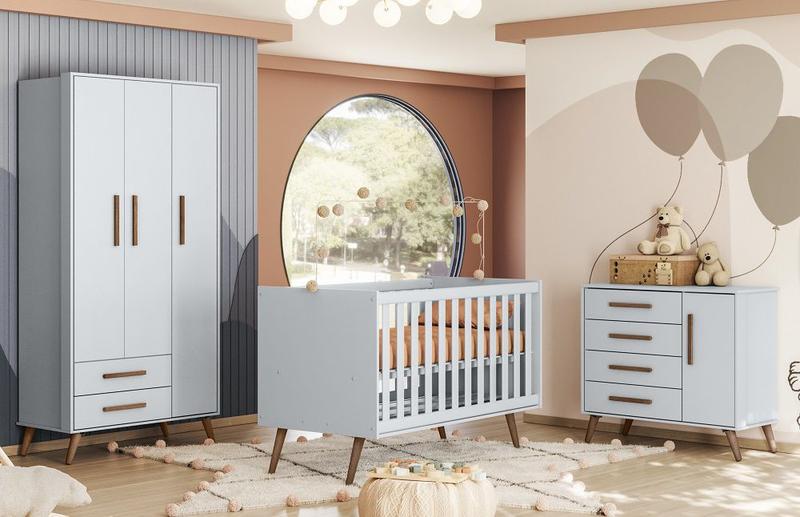 Imagem de Quarto de Bebe Completo Q Encanto Retrô Cinza Qmovi