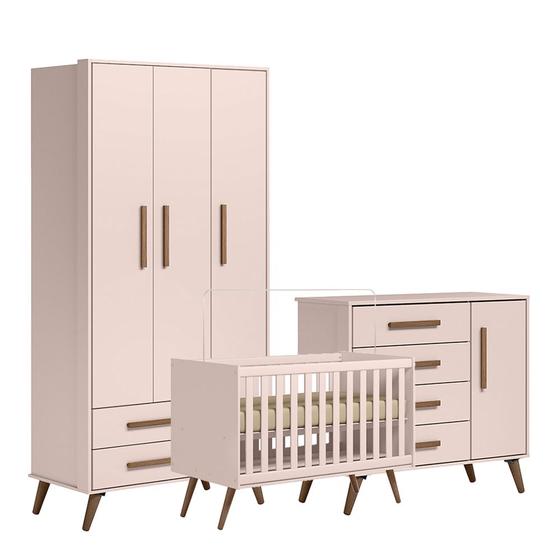 Imagem de Quarto de Bebê Completo Qencanto Retrô Qmovi Rosa