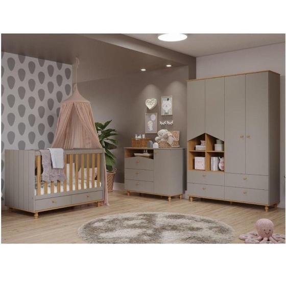 Imagem de Quarto de Bebê Completo Sweety com Cômoda Berço e Guarda Roupa
