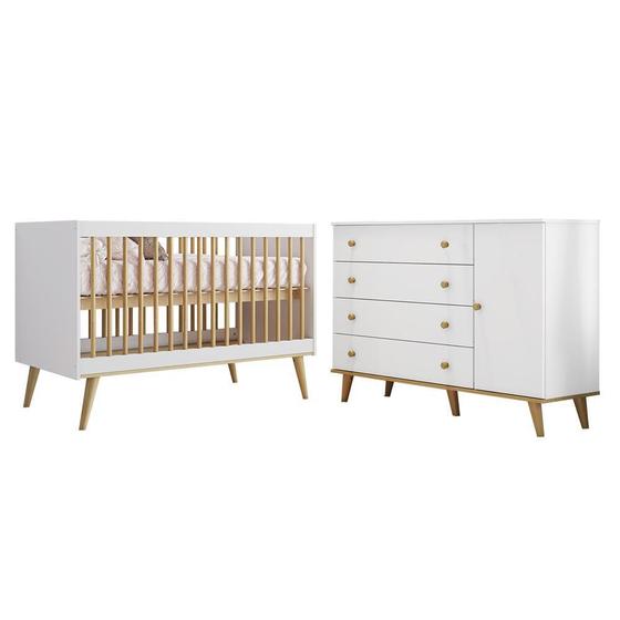 Quarto de Bebê Cris Retrô Berço 3x1 Lígia Cômoda com Porta Branco Carolina Baby Menor preço em Quarto de Bebê Cris Retrô Berço 3x1 Lígia Cômoda com Porta Branco Carolina Baby