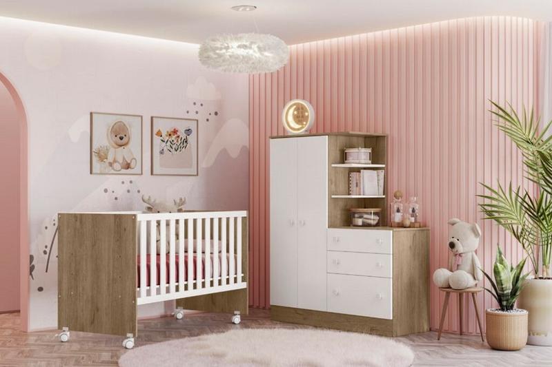 Imagem de Quarto De Bebê Doce Sonho Carvalho Branco - Qmovi