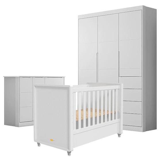 Imagem de Quarto de Bebê Eloá com Berço Americano Tutto New Branco Acetinado  Phoenix Baby