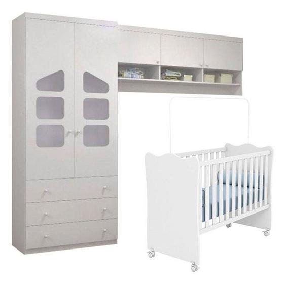 Imagem de Quarto de Bebê Eloisa com berço Doce Sonho Branco Brilho - Qmovi