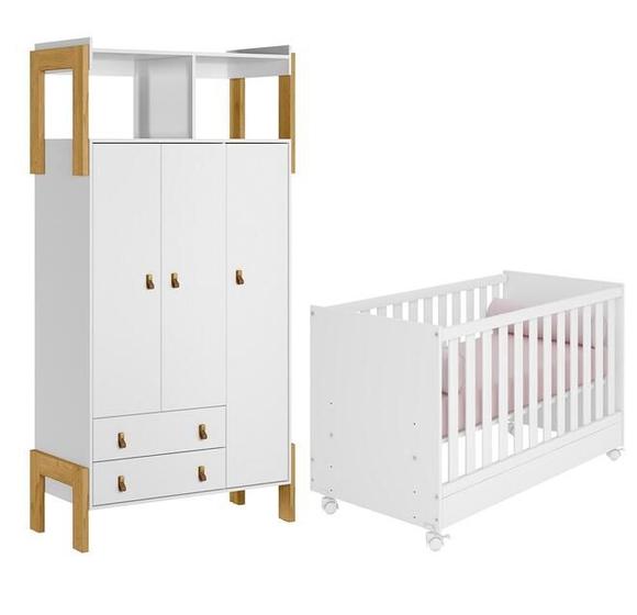 Imagem de Quarto de Bebê Fantasia com Roupeiro  e Berço Que Vira Mini Cama Móveis Leartam