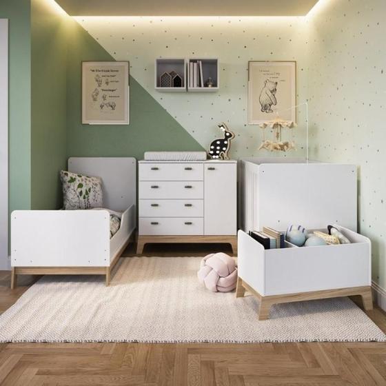 Imagem de Quarto de Bebê Gêmeos Favo de Mel Completo - Branco