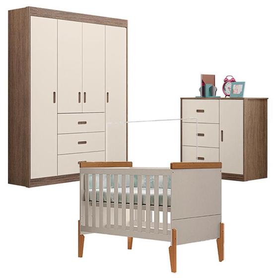 Imagem de Quarto de Bebê Lívia com Berço Americano Emilly Carvalho Off White - Canaã