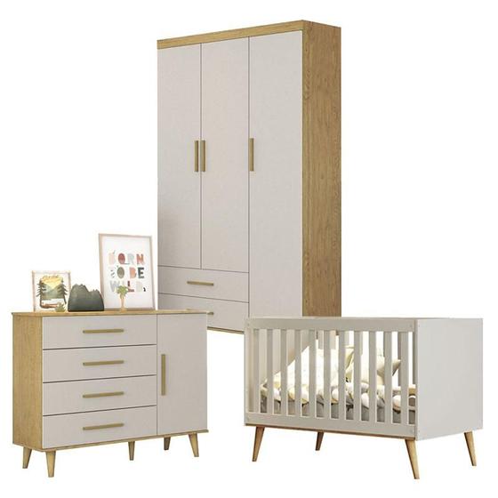 Imagem de Quarto de Bebê Ludmila Off White Bétula - Carolina Baby