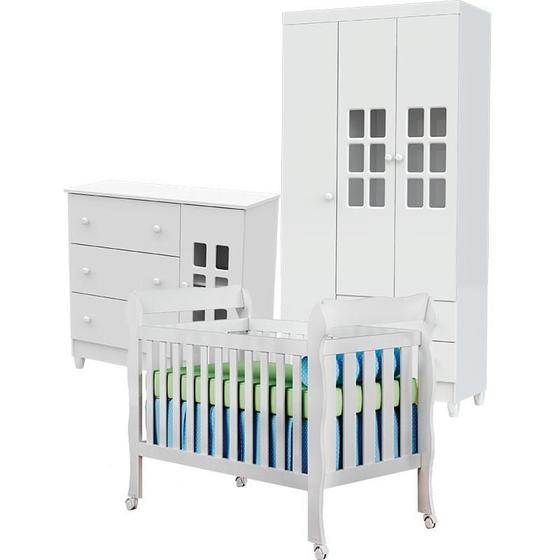Imagem de Quarto de Bebê Mariah 3P com Berço Lila Branco Brilho - Carolina