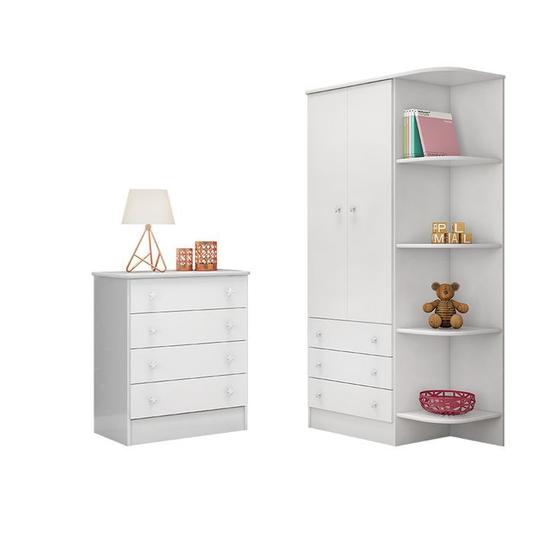 Imagem de Quarto De Bebê Roupeiro e Cômoda Doce Sonho 6   Branco - Qmovi