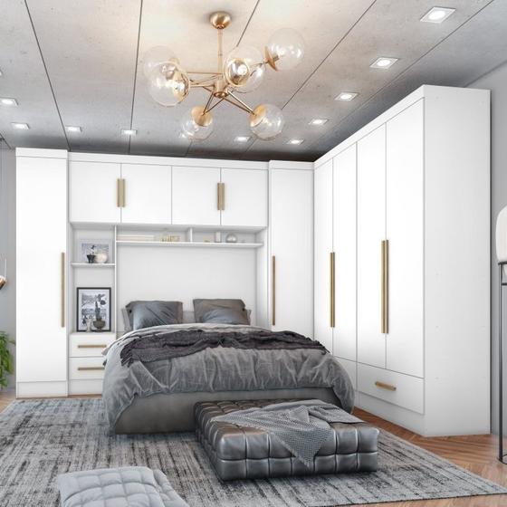 Imagem de Quarto de Casal Completo 5 Peças 6 Portas 4 Gavetas com Maleiro Smart Plus
