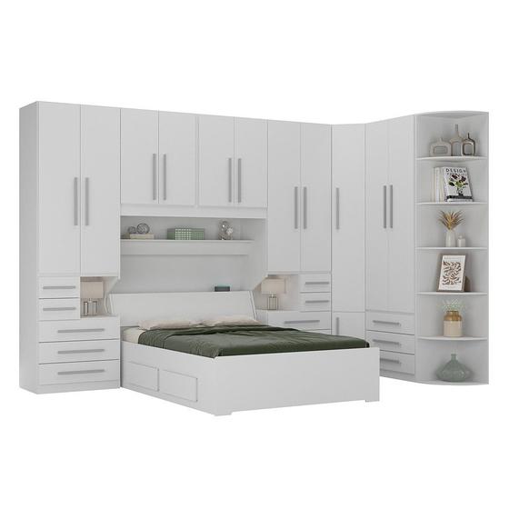 Imagem de Quarto de Casal de Canto e com Cama Baú 1344 Branco