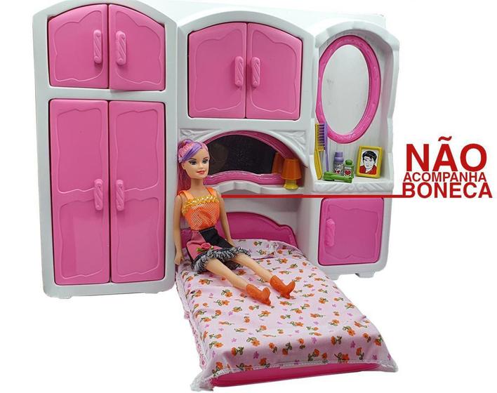 Quarto de Casinha de Barbie com Cama Infantil Brinquedo - Lua De ...