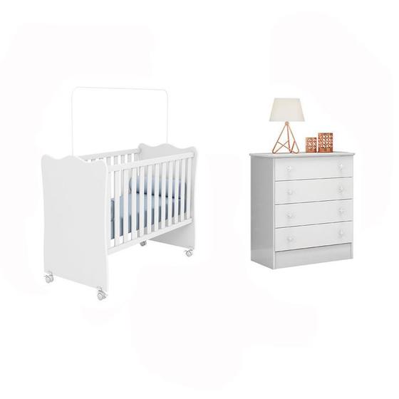 Imagem de Quarto de Infantil Cômoda e Berço Doce Sonho 3  Branco - Qmovi